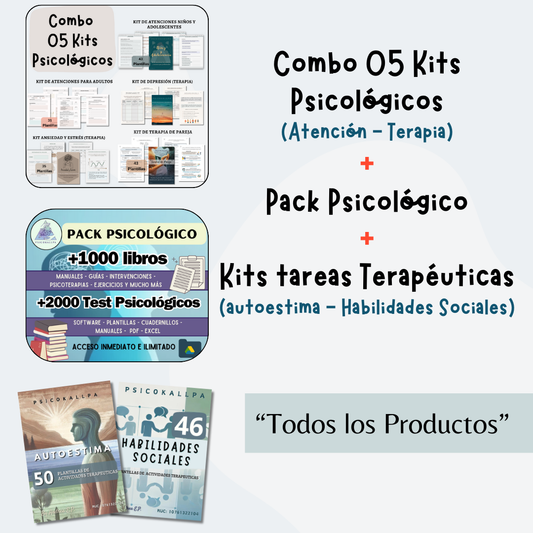 Combo 5kits + Pack Psicológico + 2 kits de tareas terapéuticas