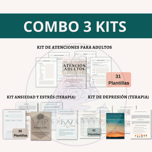 Combo 3 kits ( Adultos + Ansiedad + Depresión)