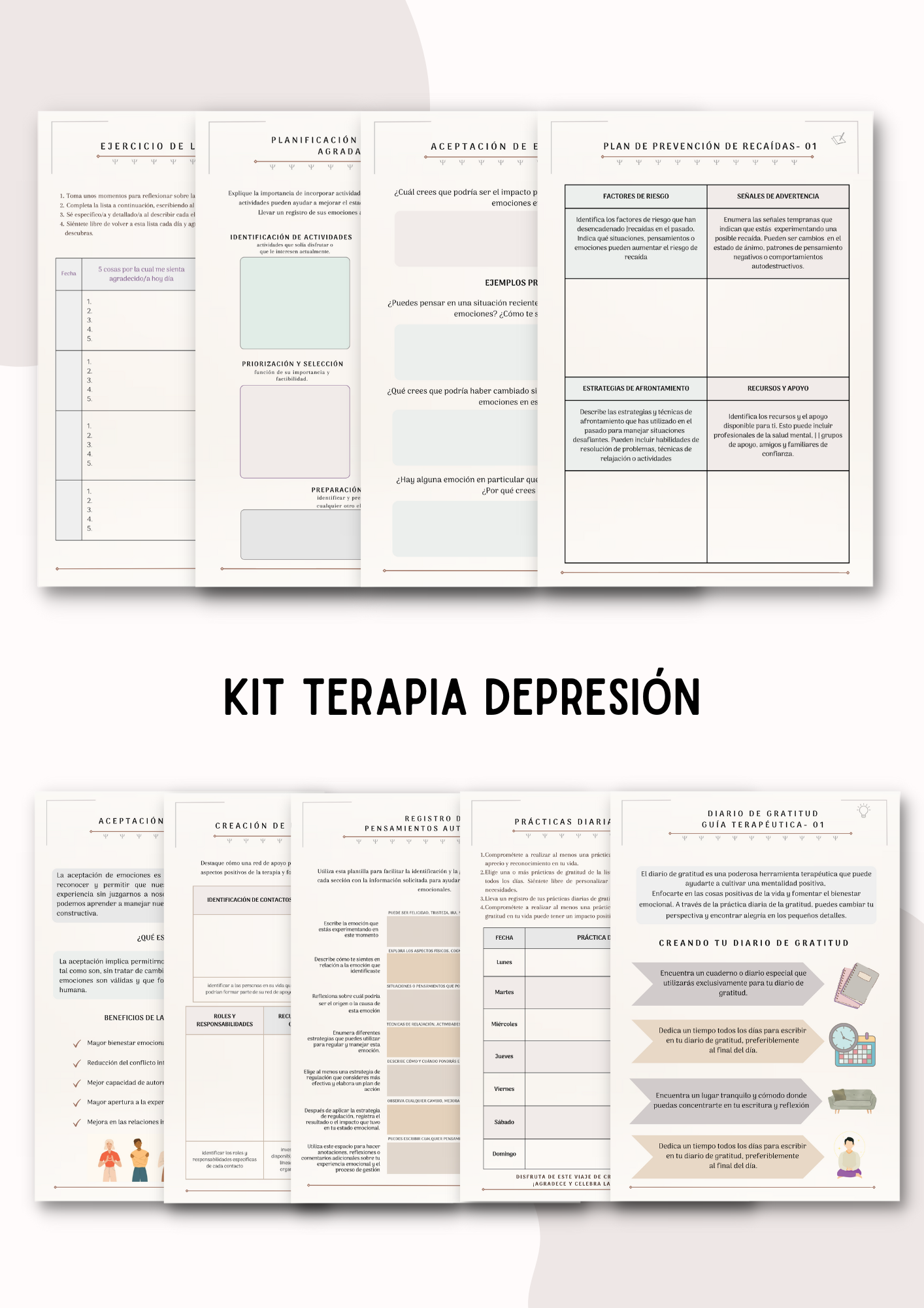 Combo de 5 kits Atención :  Adultos y Niños - Adolescentes / Terapia:  Ansiedad, Depresión y Pareja