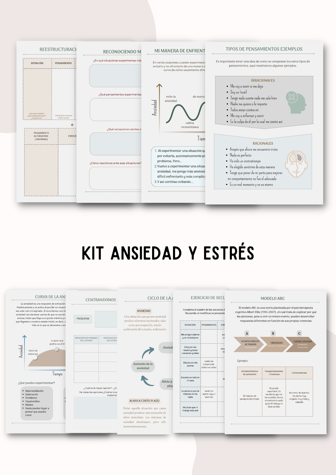 Combo de 5 kits Atención :  Adultos y Niños - Adolescentes / Terapia:  Ansiedad, Depresión y Pareja